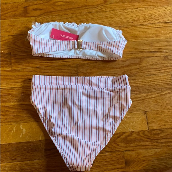 White and red stripped bandau swimsuit set! - Picture 4 of 4